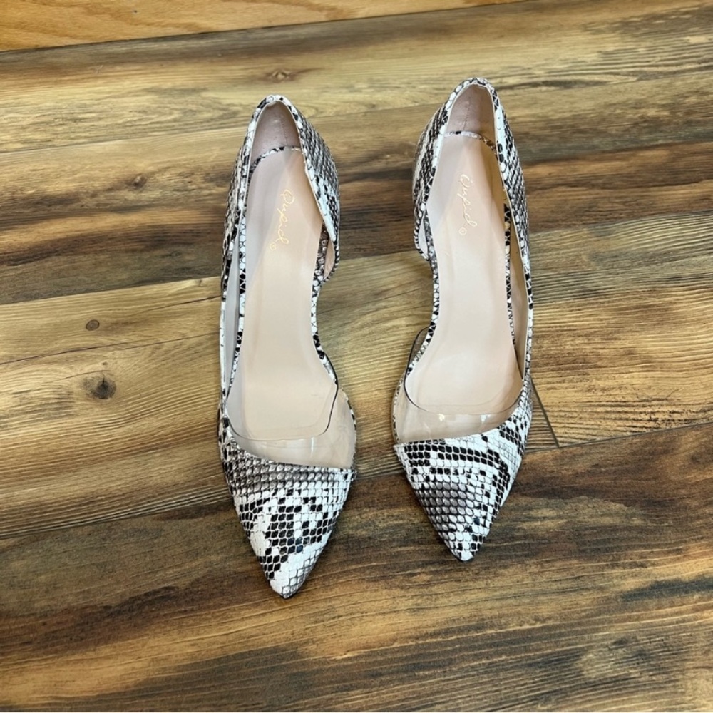 Qupid Snake Print Closed Toe Heels Size 9 - image 8